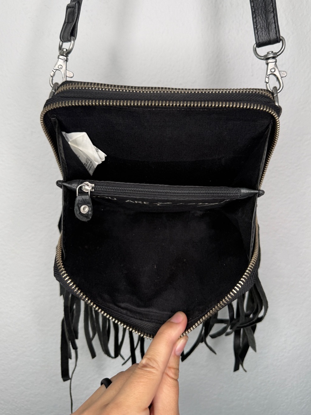 STS Ranchwear Black Fringe Crossbody Wallet Bag Stud Accents OS - Picture 7 of 12